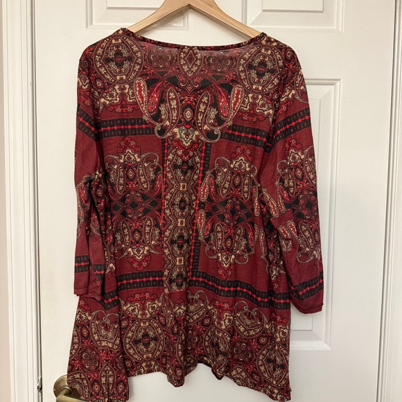 Ruby Rd. Burgundy Paisley Top - Picture 3 of 3